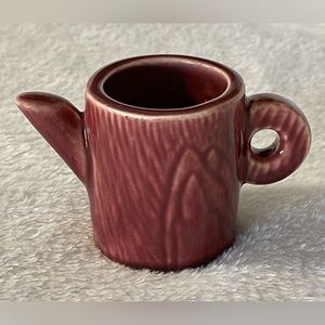 Vintage USA Burgundy Glazed Handmade Clay Shaped Mini Pitcher/Vase